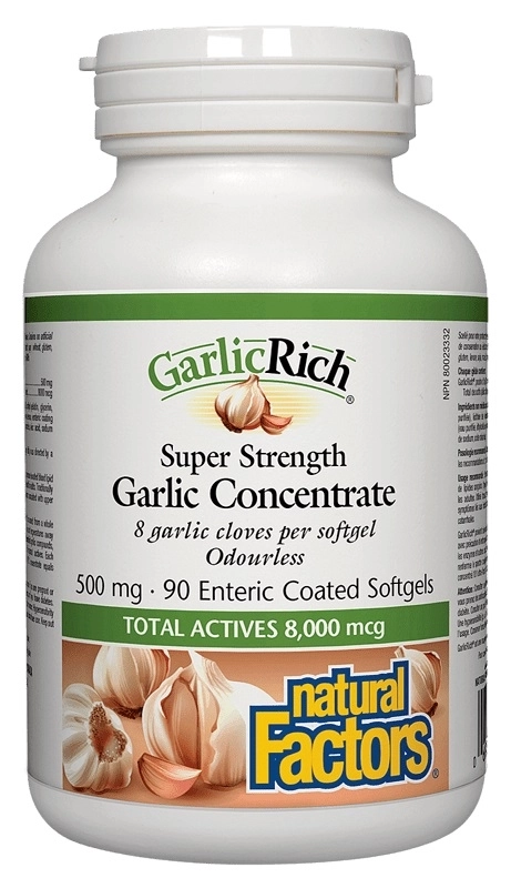 Natural Factors Super Strenght Garlic Concentrate, 90 стомашно устойчиви софтгел капсули