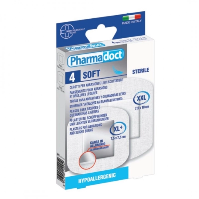 Pharmadoct Стерилен пластир за ожулвания и леки изгаряния 5х7.5; 10x7.5 х4 броя