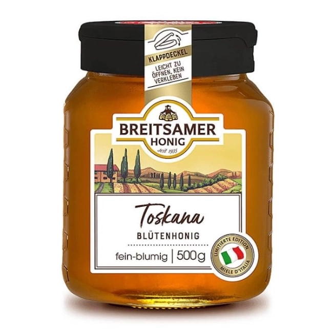 Breitsamer Honig Toskana Blütenhonig - Цветен мед от Тоскана, течен, 500 g
