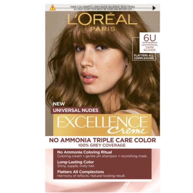 L’Oreal Excellence Universal Nudes Безамонячна боя за коса цвят 6U Dark Blonde