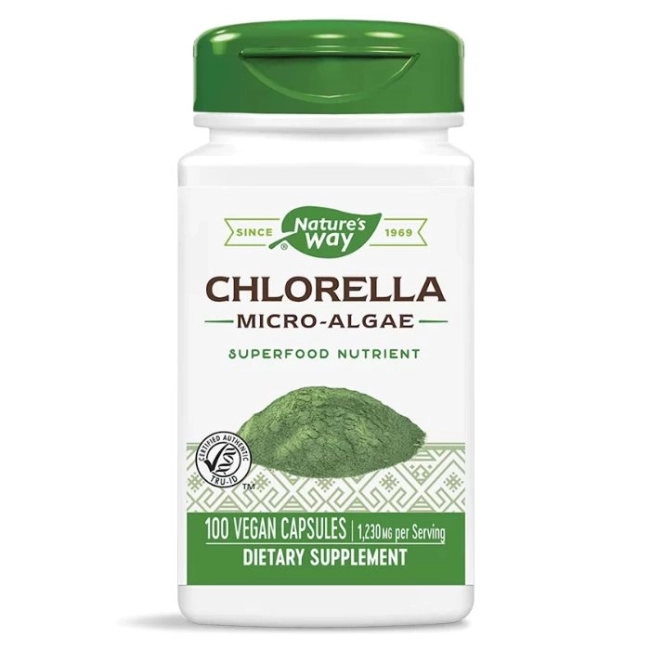 Nature’s Way Хлорела (микроводорасли) - Зелена супер храна и детоксикатор, 410 mg х 100 капсули