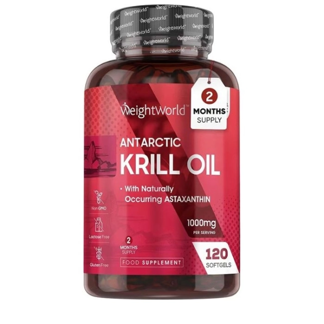WeightWorld Грижа за сърцето, мозъка и зрението - Масло от Антарктически крил, 120 софтгел капсули
