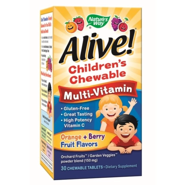Мултивитамини за деца Алайв - Alive! Children's Chewable Multi-Vitamin, 30 дъвчащи таблетки
