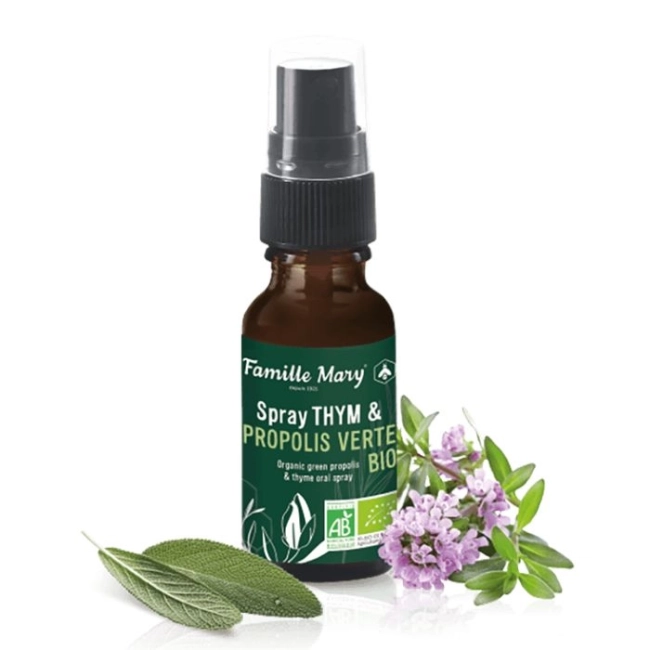 Famille Mary Спрей за гърло с мащерка, зелен прополис и градински чай, 20 ml