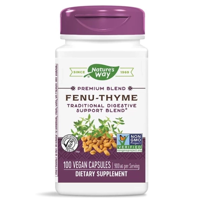 Nature’s Way Стомашно-чревен тракт и белодробна функция - Премиум формула със сминдух и мащерка - Fenu-Thyme, 100 капсули
