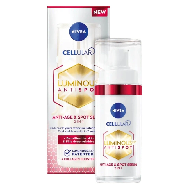 NIVEA Cellular Luminous Серум за лице с двойно действие против бръчки и пигментни петна 30 мл