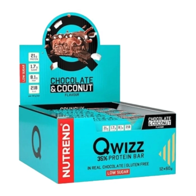 Nutrend Qwizz Протеинови барове Protein Bar 12 х 60 г. с вкус на Фъстъчено Масло