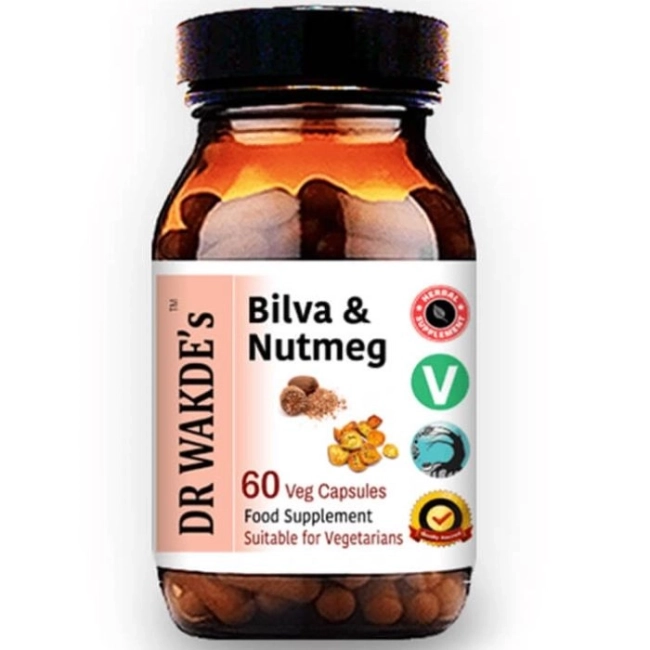 DR WAKDE’s Билва и Индийско орехче (Bilva & Nutmeg) - изчиства червата, поддържа сърцето, регулира кръвното, 60 капсули