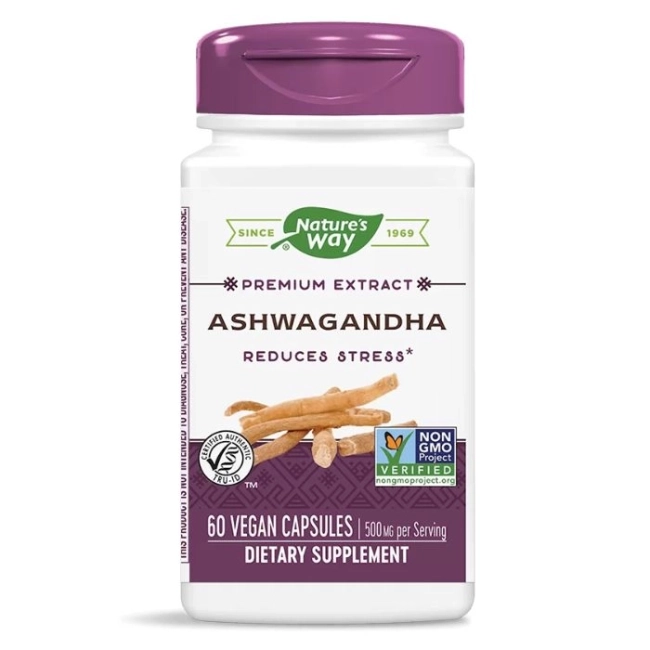 Nature’s Way Ашваганда премиум екстракт - срещу стрес и изтощение, 500 mg, 60 капсули