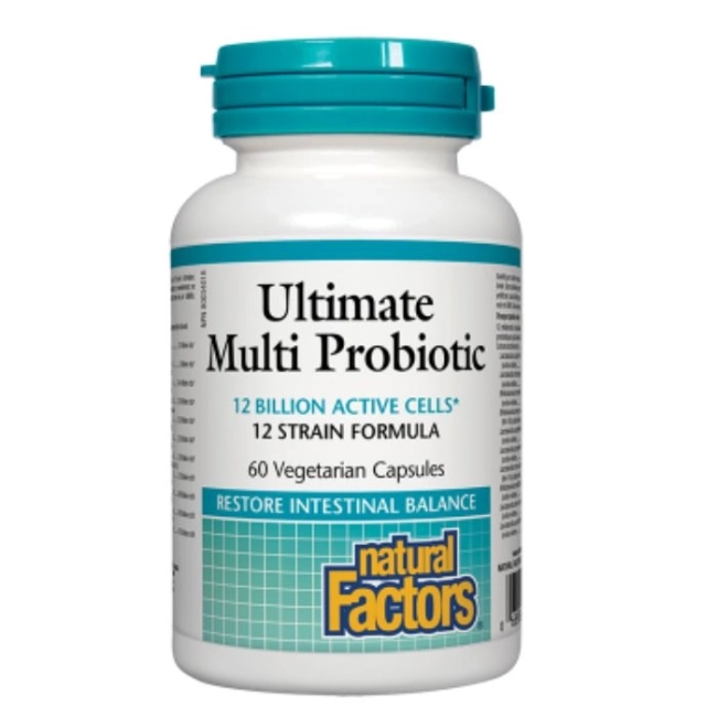 Natural Factors Ultimate Multi Probiotic/ Мулти пробиотик 12 щама, 12 млрд. активни пробиотици х 60 капсули