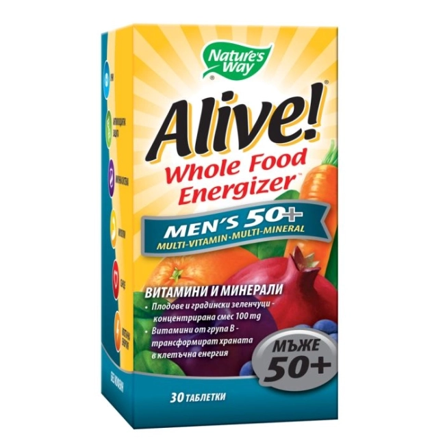 Nature's Way Alive Мултивитамини за мъже 50+ Алайв - Alive! Whole Food Energizer Men’s 50+, 30 таблетки
