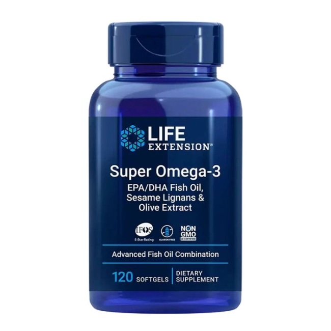 Life Extension Супер Омега-3 (с лигнан от сусам и екстракт от маслина), 120 софтгел капсули