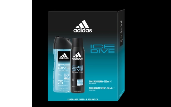 Adidas Men Ice Dive Подаръчен комплект за мъже Дезодорант 150мл+250мл душ гел 3в1