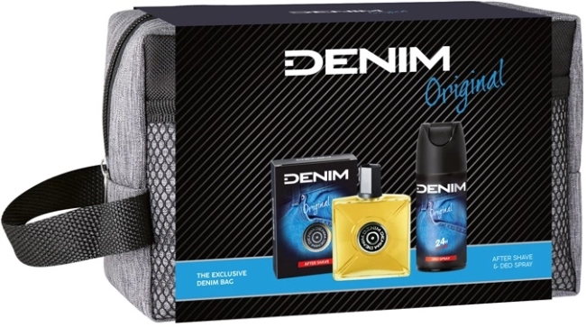 Комплект за мъже Denim Original Афтършейв лосион 100 мл + Дезодорант спрей 150 мл + Чанта