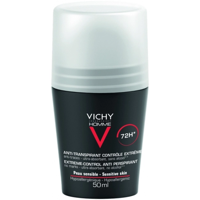 Vichy Homme Дезодорант рол-он с 72 часа ефект против интензивно изпотяване за мъже 50 мл