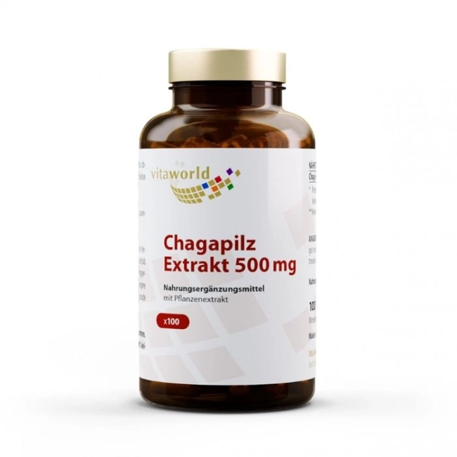 Vita World Chagapilz extrakt / Чага 500 mg, 100 капсули