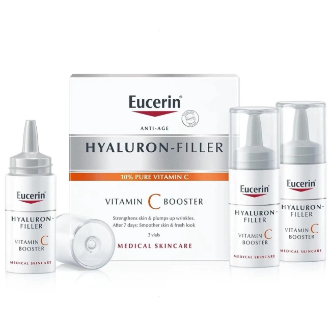 Eucerin Hyaluron-Filler Подмладяващ бустер за лице с витамин С 3 х 8 мл