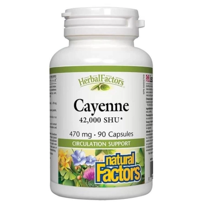 Natural Factors Cayenne 42 000 SHU/ Лют червен пипер 470 mg х 90 капсули