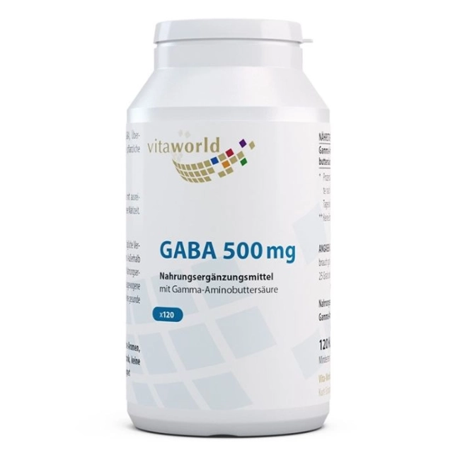 Vita World За релакс на нервната система - ГАБА (гама-аминомаслена киселина), 500 mg x 120 капсули