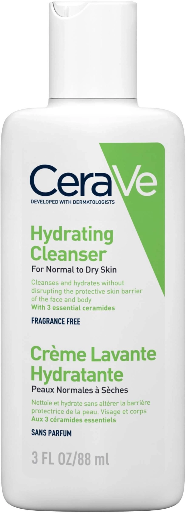 CeraVe Хидратиращ измиващ крем за лице и тяло за нормална до суха кожа 88 мл