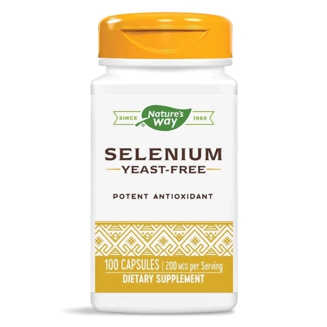 Nature’s Way Селен (L-селенометионин) - Антиоксидант - За стимулиране функцията на щитовидната жлеза, 200 mcg, 100 капсули