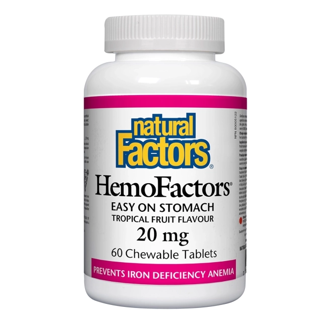 Natural Factors HemoFactors® / Желязо 20 mg х 60 дъвчащи таблетки
