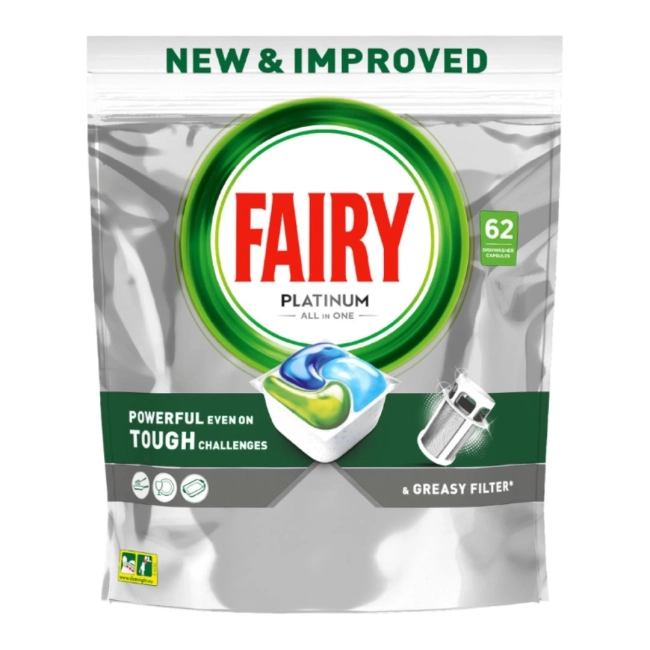 FAIRY Platinum All in One Таблетки за съдомиялна с лимон 62 бр.