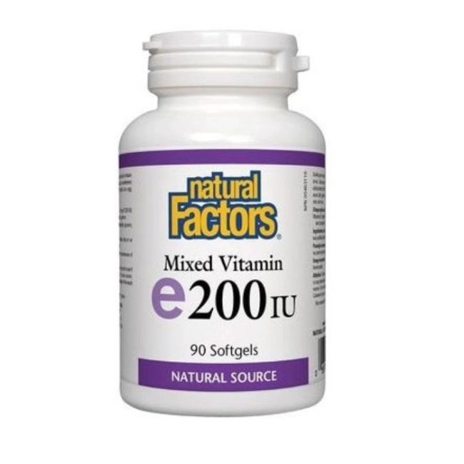 Natural Factors Vitamin E/ Витамин E (токофероли микс) 200 IU х 90 софтгел капсули