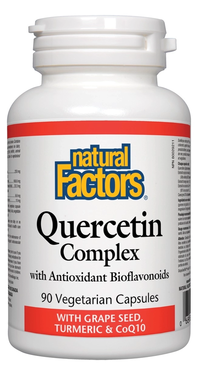 Natural Factors Quercetin Complex/ Кверцетин комплекс с Биофлавоноиди + гроздово семе, куркума и коензим Q10 х 90 капсули