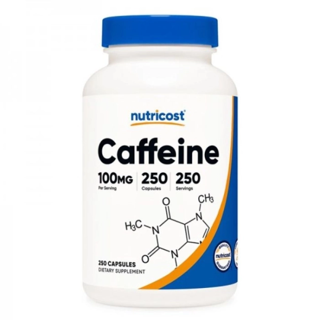 Nutricost Енергия, поддържане на теглото - Кофеин, 100 mg x 250 капсули