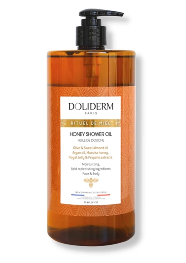 Doliderm Душ олио за лице и тяло с Мед от Манука, Пчелно млечице, Прополис, Арганово масло, маслини и сладки бадеми 1 л.