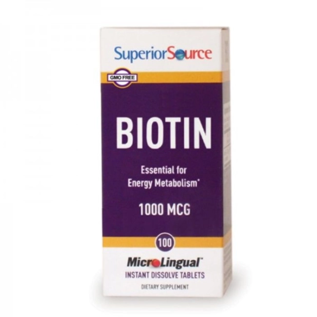 Superior Source Биотин - Коса и кожа, 1000 mg х 100 сублингвални таблетки