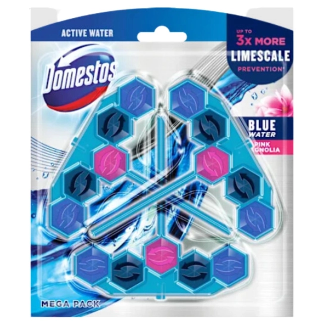 Domestos Power 5+ Blue Water Pink Magnolia Тоалетно блокче 3 х 53 гр