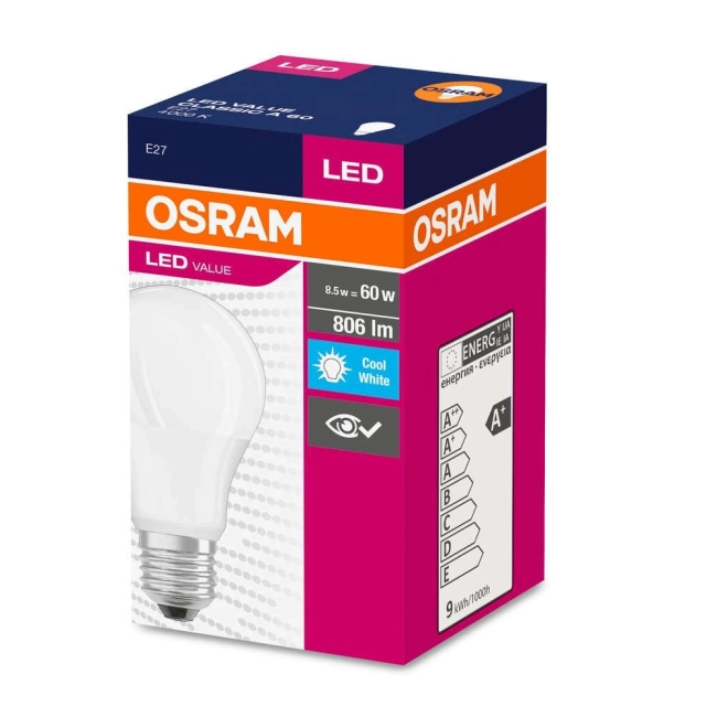 OSRAM LED крушка 8.5W E27 4000K 806lm VALUE Classic