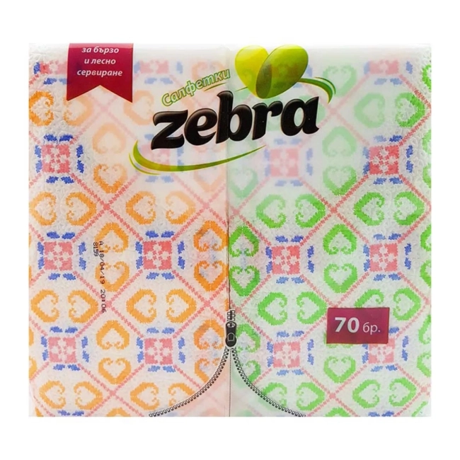 Zebra Салфетки Сгънати Цветни 70 бр.