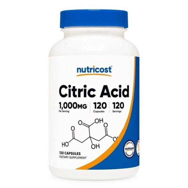 Nutricost Алкално-киселинен баланс - Лимонена киселина, 120 капсули