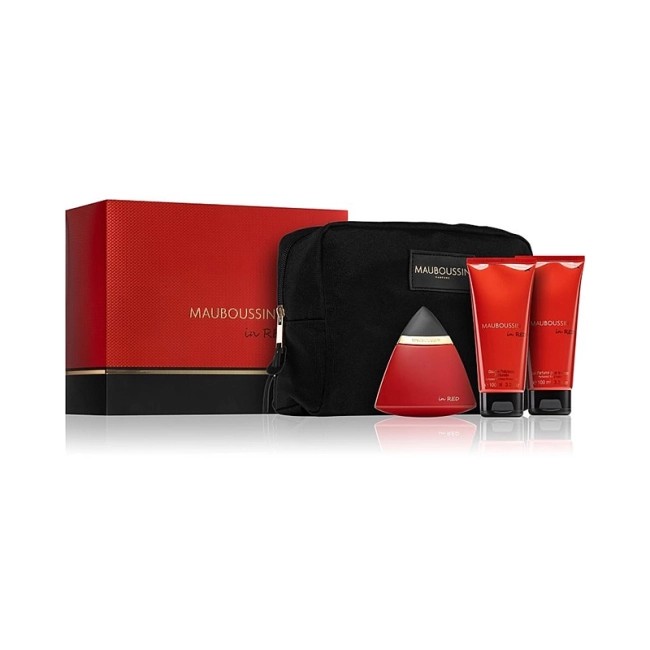 Mauboussin In Red Комплект за Жени - EDP 100 ml+ лосион за тяло 100 ml + душ гел 100 ml + чанта