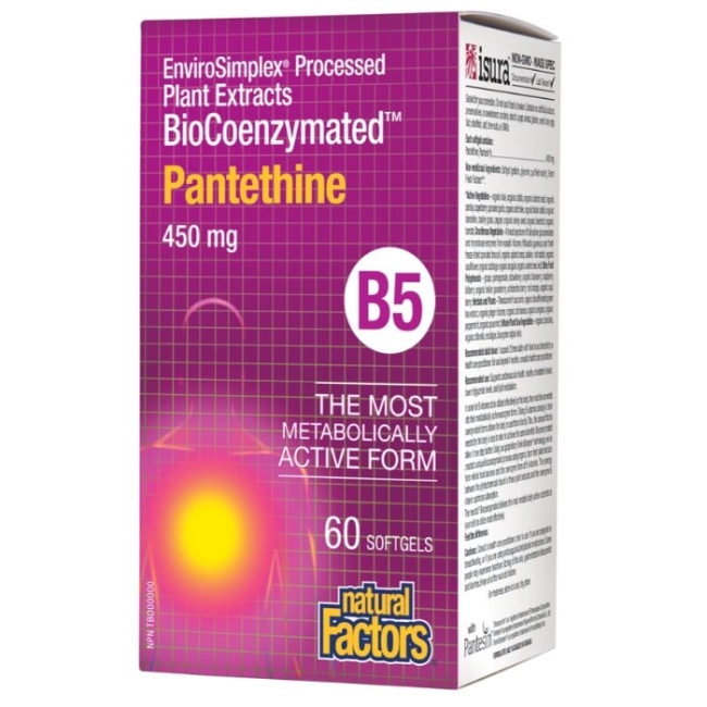 Natural Factors Pantethine BioCoenzymated™/ Пантетин/ Витамин В5 450 mg, 60 софтгел капсули