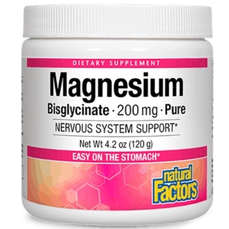 Natural Factors Магнезий (бисглицинат), 200 mg х 120 g прах