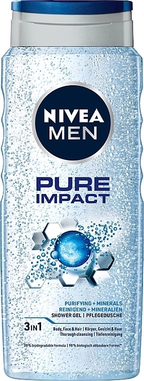 Nivea MEN Pure Impact Душ гел за лице, коса и тяло 250 мл