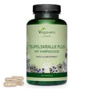 Vegavero Teufelskralle Plus Mit Harpagosid / Билкова формула с дяволски нокът, бяла върба и джинджифил, 120 капсули, 100% Vegan
