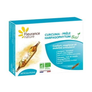 Fleurance Nature Здрави стави - Куркума + Дяволски нокът и Полски хвощ Био, 10 ампули за пиене