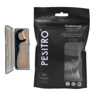 PESITRO Flossers Конец за зъби 100 бр с кутийка аромат Мента