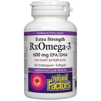 Natural Factors RxOmega-3 Extra Strength / Рибено масло, 1170 mg (600 mg EPA/DHA) х 60 софтгел капсули