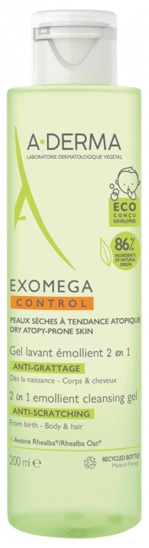 A-Derma Exomega Control Почистващ гел 2 в 1 200 мл