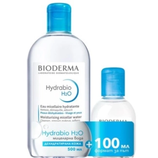 Комплект Bioderma Hydrabio H2O Мицеларна вода за дехидратирана кожа х500 мл + Мицеларна вода за дехидратирана кожа формат за път х100 мл