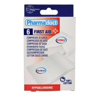 Pharmadoct СТЕРИЛНА памучна марля 18x40 см 6 броя