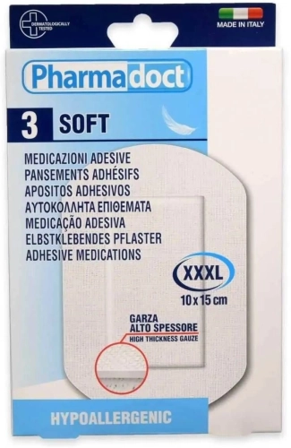 Pharmadoct Soft Хипоалергенен пластир 10 см х 15 см х 3 броя