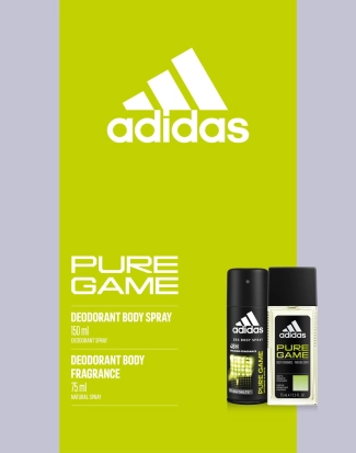 Adidas Pure Game Подаръчен комплект за мъже Дезодорант 150мл+75мл Део нат. боди спрей