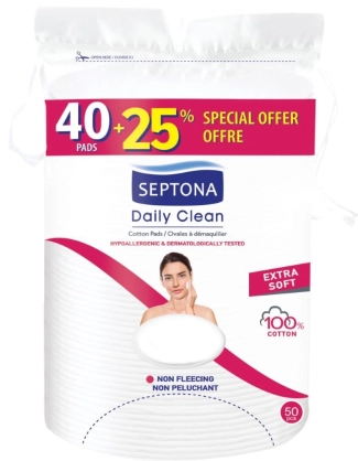 Septona Daily Clean Двулицеви овални тампони за почистване на грим 40+25